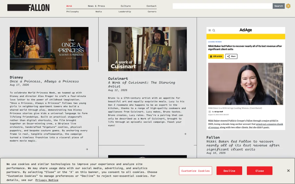 Fallon homepage, captured September 28, 2026